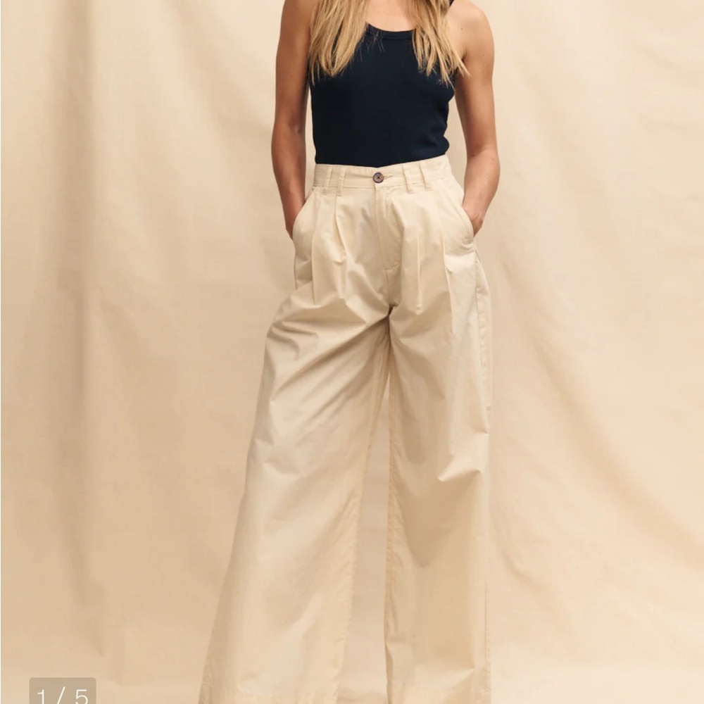 NOBODY’S CHILD Beige Pleated Wide Leg Ava Trousers